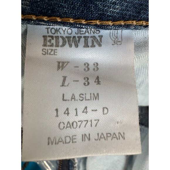 Vintage Distressed Edwin Tokyo Jeans L.A. Slim Fit W33 L34 90s - Picture 14 of 16